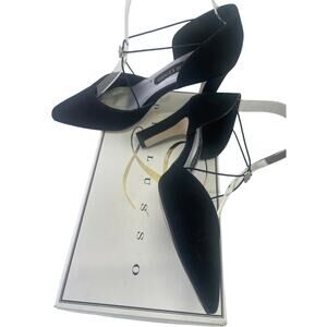 Di Lusso Womens Bolo Black Pump Faux Diamond Rhinestones 3" Heel Sz 7.5 Elegance